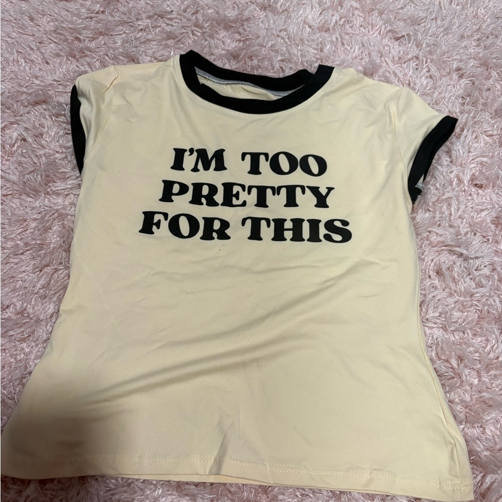 & Other Stories Cream Tee with Black Text